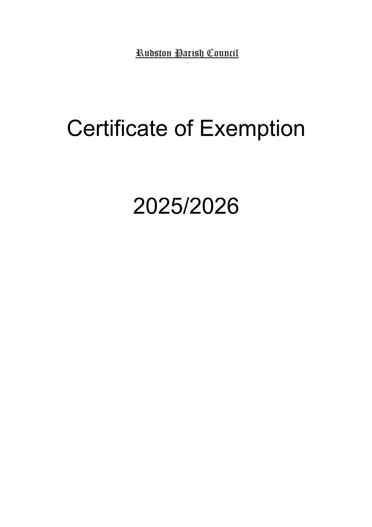 Certificate of Exemption