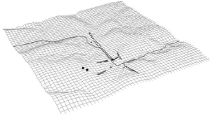 3D drawing of archaeological sites in Rudston